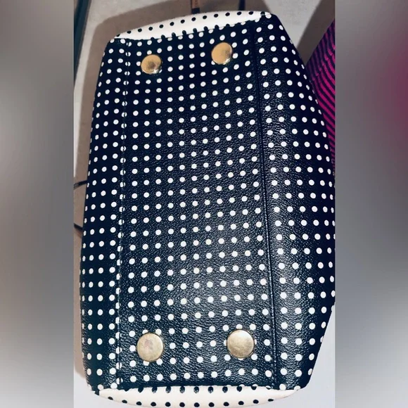 Vintage Fossil Black & White Polka Dot Handbag Crossbody or Shoulder Bag - Picture 6 of 14